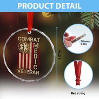Combat Medic Veteran Crystal Glass Ornament Medical Military Vintage American Flag - Wonder Print Shop