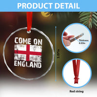 Come On England Crystal Glass Ornament Vintage St George Cross Flag Football Fan