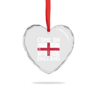 Come On England Heart Crystal Glass Ornament Vintage St George Cross Flag Football Fan