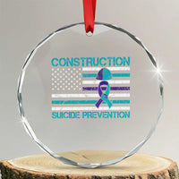 Construction Suicide Prevention Awareness Crystal Glass Ornament Mental Health American Flag