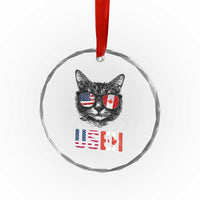 Cool American Canadan Cat Crystal Glass Ornament US EH American Canada Flag Funny TS02