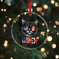 Cool American Canadan Cat Crystal Glass Ornament US EH American Canada Flag Funny TS02