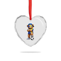 Cool Bosnia Herzegovina Flag Teddy Bear Soccer Fan Heart Crystal Glass Ornament BIH Bosnian Heritage Football Lovers