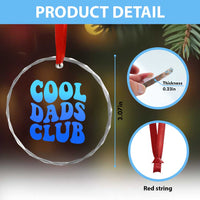 Cool Dads Club Blue Typography Crystal Glass Ornament Fathers Day Gift