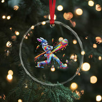 Cool Easter Bunny Baseball Player Neon Paint Splash Graphic Crystal Glass Ornament Funny Rabbit Sports with Egg Bat Hit Gift