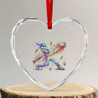 Cool Easter Bunny Baseball Player Neon Paint Splash Graphic Heart Crystal Glass Ornament Funny Rabbit Sports with Egg Bat Hit Gift
