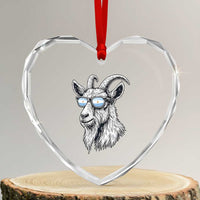 Cool Goat With Sunglasses Argentinian Flag Heart Crystal Glass Ornament Argentina Soccer Football Game Day Supporter