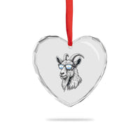 Cool Goat With Sunglasses Argentinian Flag Heart Crystal Glass Ornament Argentina Soccer Football Game Day Supporter