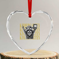 Cool Kindergarten Raccoon Back to School Heart Crystal Glass Ornament First Day of School Funny Kids Gift