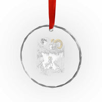 Cool Ram Wearing Sunglasses Moon Nature Vintage Graphic Crystal Glass Ornament