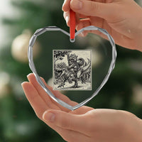 Cool Royal Cat Riding Dinosaur Heart Crystal Glass Ornament Rock N Roll Engraving Graphic Art