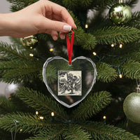 Cool Royal Cat Riding Dinosaur Heart Crystal Glass Ornament Rock N Roll Engraving Graphic Art
