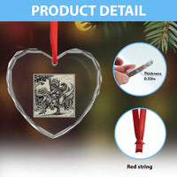 Cool Royal Cat Riding Dinosaur Heart Crystal Glass Ornament Rock N Roll Engraving Graphic Art
