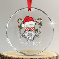 Cool Santa Crystal Glass Ornament Yo Ho Ho Skull Beard Sunglass TS09
