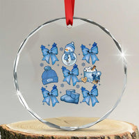 Coquette Bow Crystal Glass Ornament Cozy Winter Xmas Gift Blue Holiday TS10