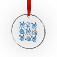 Coquette Bow Crystal Glass Ornament Cozy Winter Xmas Gift Blue Holiday TS10