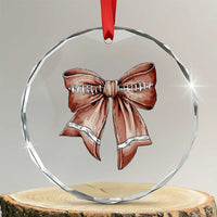 Coquette Bow Pumpkin American Football Crystal Glass Ornament Retro Thanksgiving Autumn Vibe - Wonder Print Shop