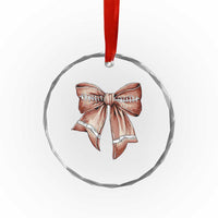 Coquette Bow Pumpkin American Football Crystal Glass Ornament Retro Thanksgiving Autumn Vibe - Wonder Print Shop