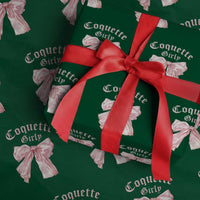 Coquette Girly Wrapping Paper Roll Pink Bow