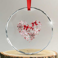 Coquette Valentine's Day Heart Bow Crystal Glass Ornament