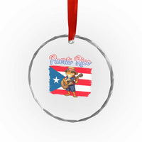 Coqui Frog Puerto Rico Flag Crystal Glass Ornament Puerto Rican Taino Boricua
