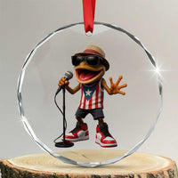 Coqui Puerto Rican Flag Crystal Glass Ornament Taino Boricua Frog Singing - Wonder Print Shop