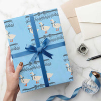 Country Goose 80s Wrapping Paper Roll 1980s Geese Blue Bowed Mama Goose - Wonder Print Shop