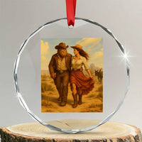 Cowboy Bigfoot Crystal Glass Ornament Funny Sasquatch Dancing Cowgirl Western Country - Wonder Print Shop