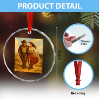 Cowboy Bigfoot Crystal Glass Ornament Funny Sasquatch Dancing Cowgirl Western Country - Wonder Print Shop