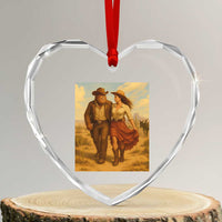 Cowboy Bigfoot Heart Crystal Glass Ornament Funny Sasquatch Dancing Cowgirl Western Country - Wonder Print Shop