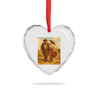 Cowboy Bigfoot Heart Crystal Glass Ornament Funny Sasquatch Dancing Cowgirl Western Country - Wonder Print Shop