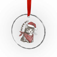 Cowboy Cat Christmas Crystal Glass Ornament Meowdy Western Rodeo - Wonder Print Shop
