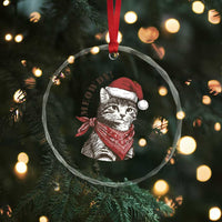 Cowboy Cat Christmas Crystal Glass Ornament Meowdy Western Rodeo - Wonder Print Shop