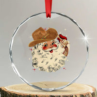 Cowboy Crystal Glass Ornament Santa Claus Merry Xmas Vintage 90s Western Country TS10