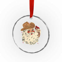 Cowboy Crystal Glass Ornament Santa Claus Merry Xmas Vintage 90s Western Country TS10