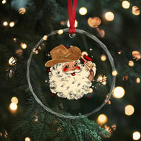Cowboy Crystal Glass Ornament Santa Claus Merry Xmas Vintage 90s Western Country TS10