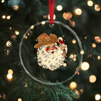 Cowboy Crystal Glass Ornament Santa Claus Merry Xmas Vintage 90s Western Country TS10