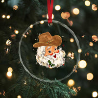 Cowboy Crystal Glass Ornament Santa Claus Vintage 90s Western Country Music Outfit TS10