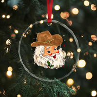 Cowboy Crystal Glass Ornament Santa Claus Vintage 90s Western Country Music Outfit TS10