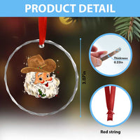 Cowboy Crystal Glass Ornament Santa Claus Vintage 90s Western Country Music Outfit TS10