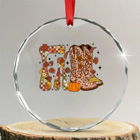 Cowboy Fall Season Thanksgiving Western Boots Pumpkin Crystal Glass Ornament - Wonder Print Shop