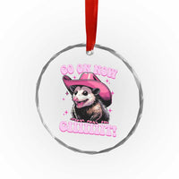 Cowboy Opossum Go On Now Git Crystal Glass Ornament Funny Possum Pink Cowgirl Hat Western Wild West TS10