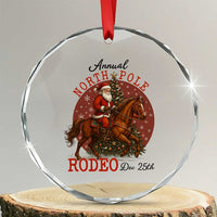 Cowboy Santa Christmas Crystal Glass Ornament Annual North Pole Rodeo Dec 25th TS14