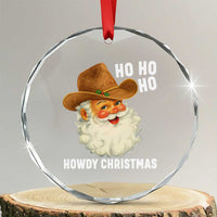 Cowboy Santa Christmas Crystal Glass Ornament Ho Ho Ho Howdy Christmas TS14