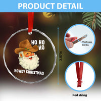 Cowboy Santa Christmas Crystal Glass Ornament Ho Ho Ho Howdy Christmas - Wonder Print Shop