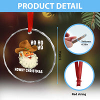 Cowboy Santa Christmas Crystal Glass Ornament Ho Ho Ho Howdy Christmas TS14