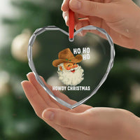 Cowboy Santa Christmas Heart Crystal Glass Ornament Ho Ho Ho Howdy Christmas - Wonder Print Shop