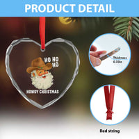 Cowboy Santa Christmas Heart Crystal Glass Ornament Ho Ho Ho Howdy Christmas - Wonder Print Shop