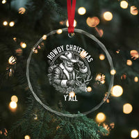 Cowboy Santa Claus Crystal Glass Ornament Howdy Christmas Y'all Western Country TS14