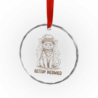 Cowgirl Bride Cat Crystal Glass Ornament Vintage Cow Cat Rodeo Bachelorette
